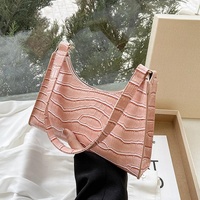Small Square Stone Pattern Shoulder Bag for Women - Pink