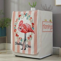 Cartoon Cotton Linen Drum Roller Washing Machine Dust Cover - 83x60x60cm Size - Flamingo