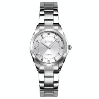Waterproof Quartz Women Watch with Rhinestone Steel Strap - Delicate and Creative - White