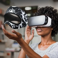Breathable Vr Eye Mask - Sweatproof - Black White Flower