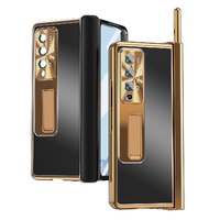 Shockproof Aluminum Double Hinge Case for Samsung Galaxy z Fold 4 - Black Gold