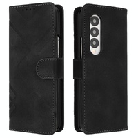 Smooth Leather Phone Case for Samsung Galaxy z Fold 4 - Line Pattern - Black