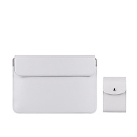 Leather Laptop Liner Bag - 14.1-15.4 Inches with Stand Function - Silver Gray With Bag