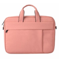 15.6 Inch Laptop One-shoulder Handbag with Waterproof Anti-theft Design and Suitcase Belt - Pink