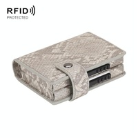 Secure Dual Card Wallet with Rfid Blocking - Snake Pattern Gray