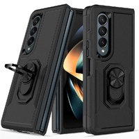 Galaxy z Fold 4 Tpu Shockproof Case with Ring - 2 in 1 Design - Black