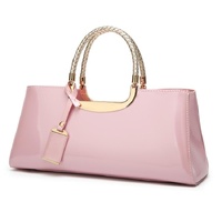 Patent Leather Shoulder Bag for Women - Glue Closure - Pink