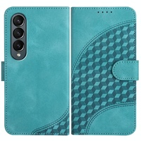 Embossed Elephant Head Phone Case for Samsung Galaxy z Fold 4 5g with Lanyard - Light Blue