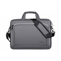 Portable 15 Inch Laptop Leather Handbag For Business Briefcase - Dark Grey