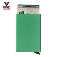 Metal Rfid Card Holder Wallet - Compact Design - Green