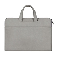 Waterproof Portable One-shoulder Handbag for 14.1 Laptops with Hidden Zipper and Suitcase Belt - Light Grey