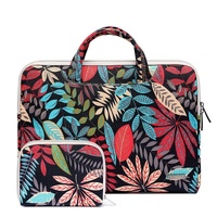 11.6 Inch Simple Business Laptop Bag with Liner - Ls-116 - Canvas Colourful Leaves Black