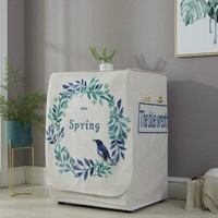 Cartoon Cotton Linen Drum Roller Washing Machine Dust Cover - 83x60x60cm Size - Blue Flower