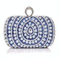 Stylish Pearl Handbag for Fashion Banquets and Parties - Blue