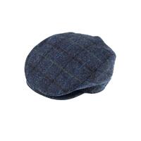DENTS Abraham Moon Tweed Flat Cap Wool Ivy Hat Driving Cabbie Quilted 1-3038 - Blue - X-Large