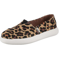 TOMS Womens Canvas Slip On Shoes Sneakers Flats Platform Espadrilles - Leopard Print - US 9