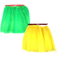 2x Tulle Ballerina Tutu, Yellow &amp; Green – Medium, 3-Layer Adult Costume Australia Day