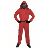 Adult Squid Game Costume Guard Tracksuit Halloween Party Red - Square - L/XL(175 - 185cm)