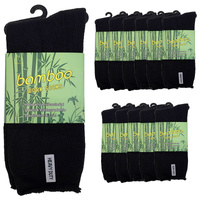 12 Pairs PREMIUM BAMBOO SOCKS Mens Heavy Duty Thick Work Socks Cushion BULK  - Black - 6-11