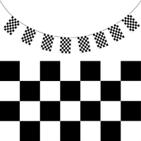 CHECKERED BUNTING FLAG Race Car Chequered Flag Banner Hanging Decoration Rectangular - 21.6 Metres