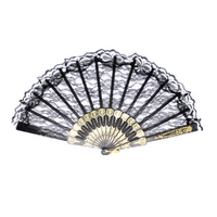 LACE FAN Hand Folding Wedding Party Bridal Spanish Costume Accessory - Black