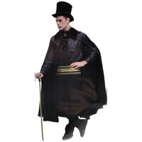 Adult Cape Cloak Collared Robe Halloween Vampire Witch Wizard 140cm Collar - Black
