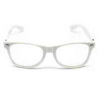 Wayfarer Sunglasses Glasses Party Wedding Fun Costume Dress Up - White/Clear