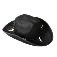 Crocodile Dundee-Style Black Cowboy Hat – Adjustable Chin Cord for Outback &amp; Western Themes