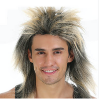 SPIKY PUNK Mullet Wig Costume Party Fancy Rock Hair Disco 70s 80s - Blonde
