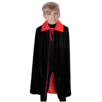 Halloween Kids Fancy Cape Red Black Long Cloak Coat Witch Ghost Vampire Costume - 6-9 Years Old