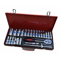 24 Piece Ratchet Socket Wrench Set Screwdriver Bits Extension Hex Chrome Vanadium