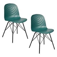 Set of 2 Modern Republica Dining Chair Living Office Furniture Seat Scandi - Dark Green
