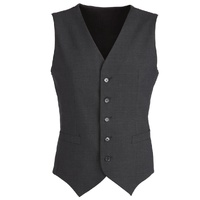 Mens Wool Blend Vest w/ Knitted Back Waistcoat Sleeveless Wool Blend - Charcoal - 97