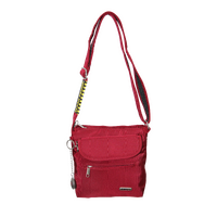 FIB Mens Crossbody Bag Shoulder Strap Satchel Travel Wallet - Burgundy
