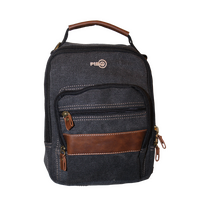 FIB Canvas Sling Bag Shoulder Strap Messenger Travel Pack w Tablet Pocket - Black