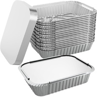 144x Aluminium Disposable Foil Food Container Trays Pans w/ Lids Covers Bulk 22cm*15cm*4.5cm