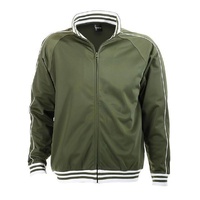 Identitee Mens Varsity Track Suit Top Jacket Jumper Long Sleeve Sunset Urban Casual - Army Green - Medium