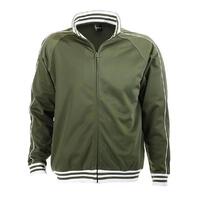Identitee Mens Varsity Track Suit Top Jacket Jumper Long Sleeve Sunset Urban Casual - Army Green - XX-Large