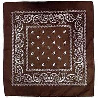 BANDANA Paisley 100% COTTON Head Wrap Durag Bandanna Summer Biker Scarf Mask - Brown