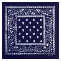 BANDANA Paisley 100% COTTON Head Wrap Durag Bandanna Summer Biker Scarf Mask - Navy Blue