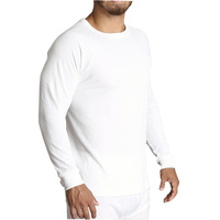 Mens Merino Wool Blend Long Sleeve Thermal Top Underwear Thermals Base Layer - Beige - M