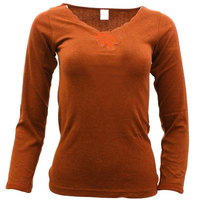Ladies Merino Wool Blend Long Sleeve Thermal Spencer Top Thermals Underwear - Burgundy - 12-14