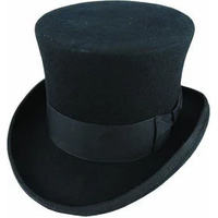 5.5&quot;&quot; Premium Mad Hatter Top Hat 100% Australian Wool Felt Magician Tuxedo Cap - Black - 58cm
