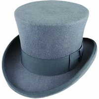 5.5&quot;&quot; Premium Mad Hatter Top Hat 100% Australian Wool Felt Magician Tuxedo Cap - Grey - 61cm