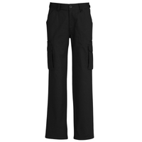 Mens CARGO PANTS Work Wear Trousers 100% COTTON Tradie Pockets Military 310gsm - Black - 132&quot;&quot;