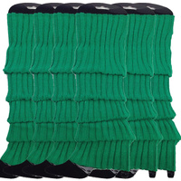 6x Womens Leg Warmers Disco Winter Knit Dance Party Crochet Legging Socks Costume - Green