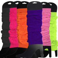 6x LEG WARMERS Knitted Womens Neon Party Knit Ankle Fluro Dance Costume 80s BULK - Assorted Pack
