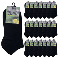 24x COTTON ANKLE SOCKS Sport Low Cut Mens Womens Running  BULK Anklet - Black - 2-8