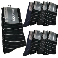 9 Pairs COTTON BUSINESS SOCKS Mens Dress Crew Plain Work Casual  BULK - Assorted Pack - 6-11