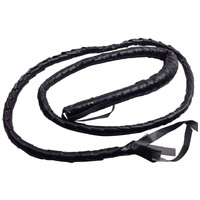 BLACK WHIP Faux Leather Costume Party 180cm Riding Cowboy Fancy Dress